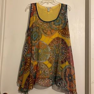 Tank shell with paisley sheer shell
